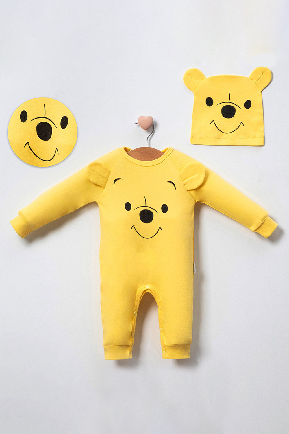 Winnie the Pooh Baskılı Şapkalı Erkek Bebek Tulum