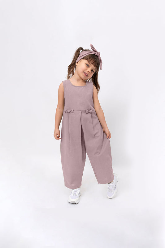 Kız Çocuk Fiyonk Detaylı Bandanalı Tulum