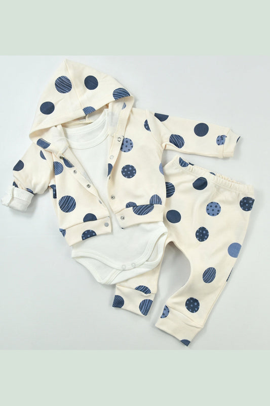 Gezegen Desenli Kapüşonlu 3Lü Bebek Takım